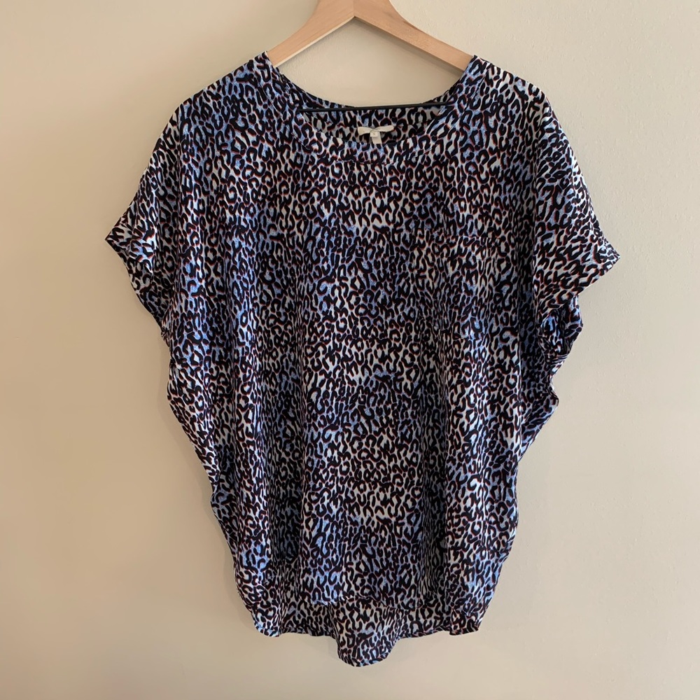 Joie Rancher 100% Silk Pocket Cheetah Oversize Top